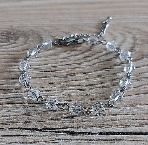 Náramky - Náramok ketlovaný sklo+oceľ (biela) - 17122531_