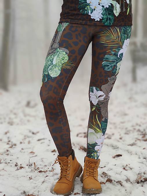 Nohavice - ANTIQUE LEOPARD - termo legíny - 17120962_
