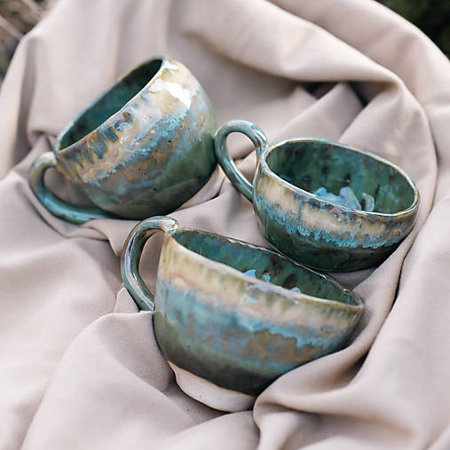 Nádoby - Zelenkavo modrý hrníček (200ml) - 17122999_