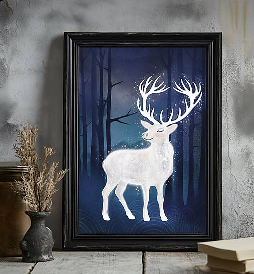 Grafika - Biely jeleň - Patron - 17125028_