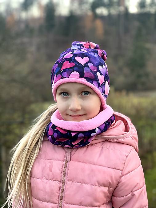 Detské čiapky - Čiapka a nákrčník fleece SRDIEČKA - 17124915_
