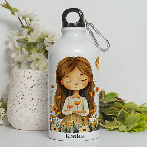 Nádoby - DIEVČATKO fľaša s ľubovoľným menom pre deti - 17124132_