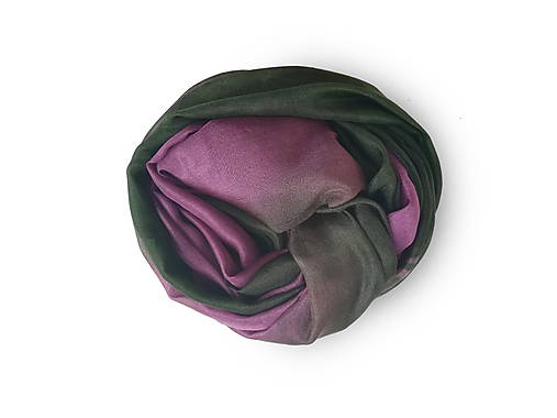 Šály a nákrčníky - "purple&green"  hodvábny šál skladom - 17123699_