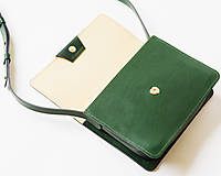 Kabelky - Dámská kožená crossbody kabelka | zelená - 17124140_