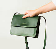 Kabelky - Dámská kožená crossbody kabelka | zelená - 17124395_