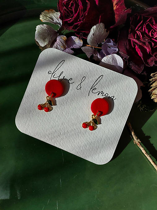 Náušnice - Vianočné náušnice CHRISTMAS CHARMS (Višne) - 17127784_