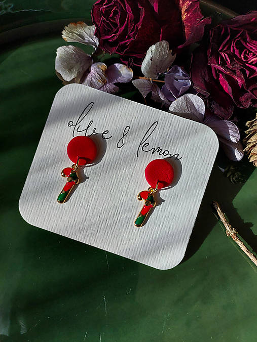 Náušnice - Vianočné náušnice CHRISTMAS CHARMS (Lízanky) - 17127786_