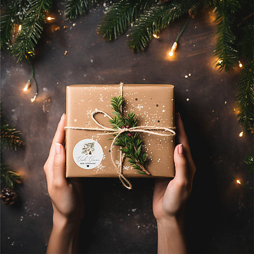 Úložné priestory & Organizácia - Samolepiace etikety na darčeky, zákusky Vianočná vetvička - 17125729_