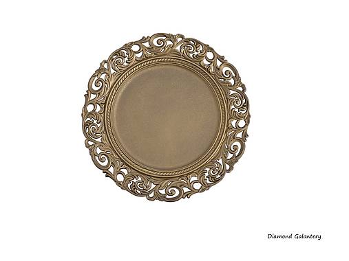 Polotovary - 	Dekoračný podnos - Starozlato - 330 mm - 17125582_