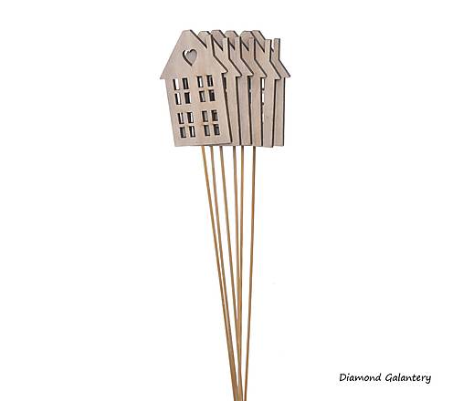 Polotovary - 	Drevený zápich - Domček - Natur - 17125817_