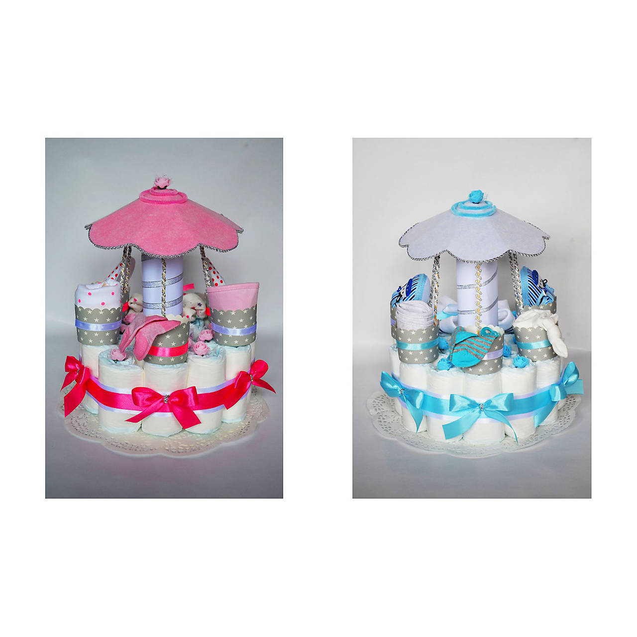 Plienková torta KOLOTOČ - modrý, ružový 