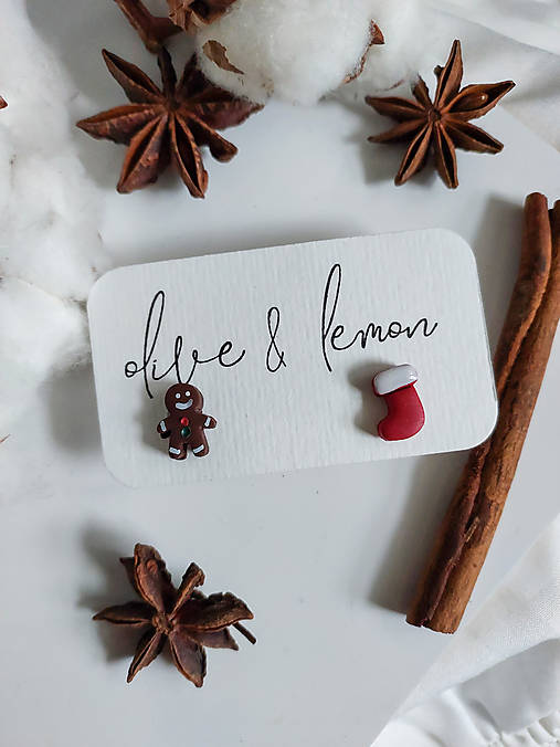 Náušnice - Vianočné náušnice CHRISTMAS SPIRIT mini (Perníček a čižma) - 17128497_