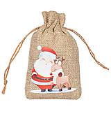 Obalový materiál - VO104 Vrecko jutové vianočné 10 x 14 cm  (Santa so sobíkom) - 17129768_