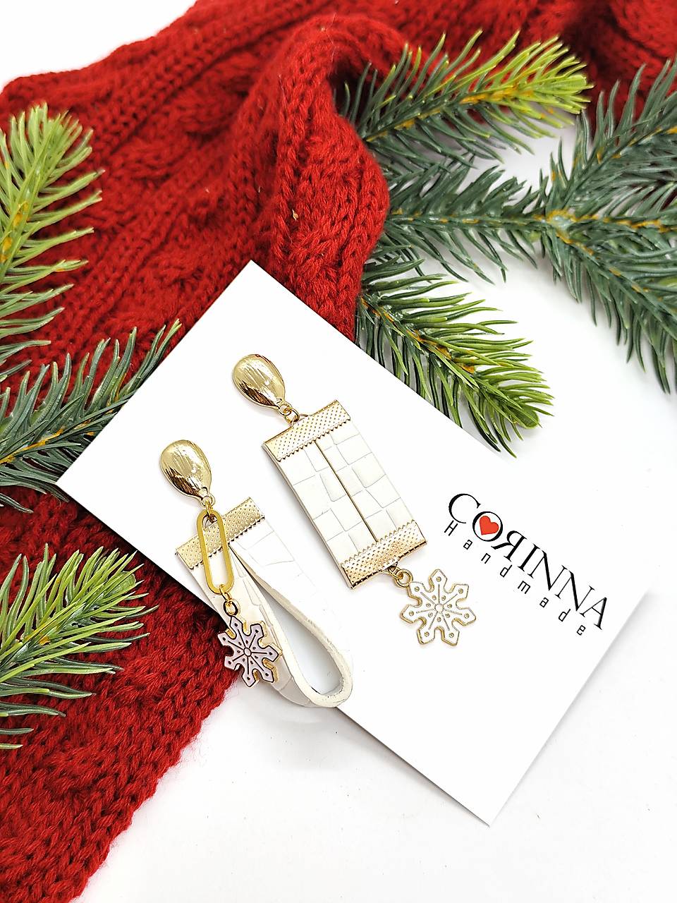 Vianočné asymetrické náušnice "Paula"