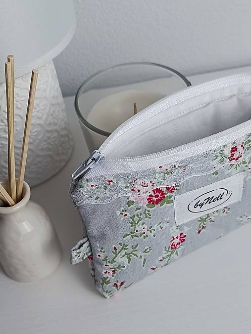 Taštičky - Mini kozmetická taštička (Šedá) - 17130959_