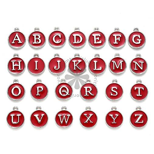 Komponenty - (6922) Prívesky s písmenkami, celá abeceda, 15x12 mm - 1 balenie (26 ks) - 17132445_