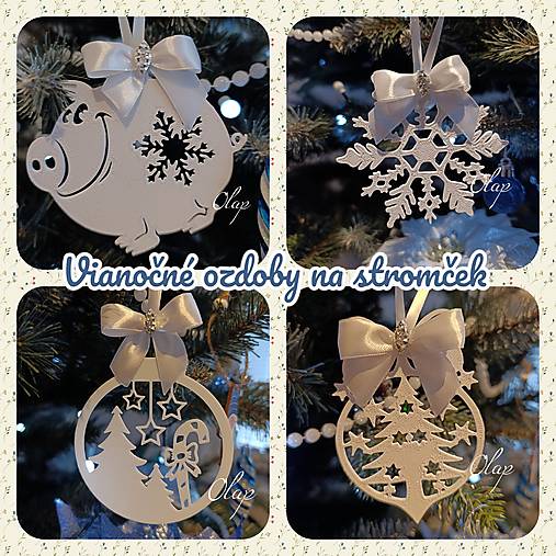 Dekorácie - Biele vianočné ozdoby na stromček  - 17131690_