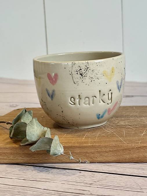 Farebné Srdiečka - pohárik cappuccino starký (200ml, bez uška)