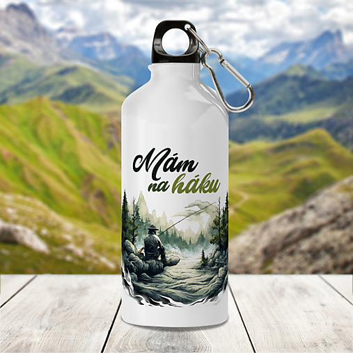 Nádoby - MÁM NA HÁKU turistická fľaša - 17133124_