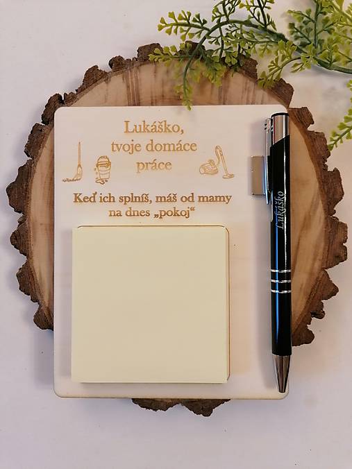 Tabuľky - Magnetická tabulka s menom a s perom a poznámkovými blokom  - 17133438_