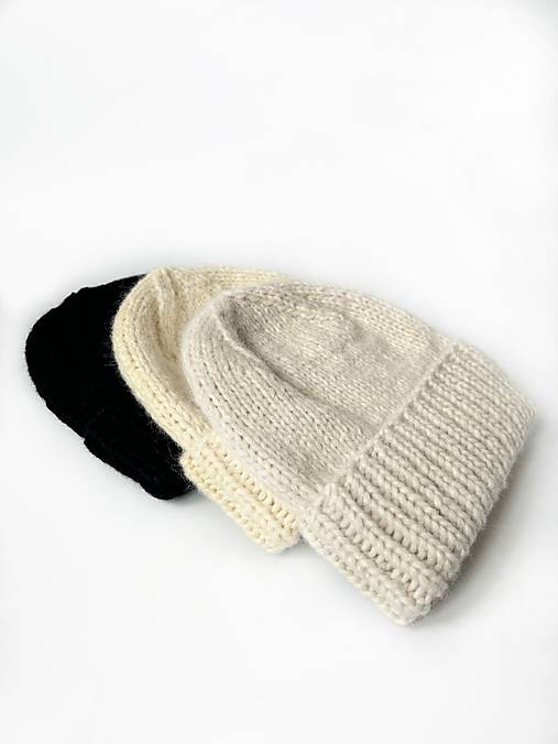 Čiapky, čelenky, klobúky - Čiapka alpaca/merino. (Biela slonovinová) - 17135243_