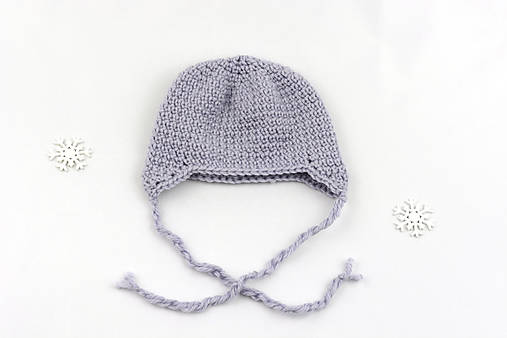Detské čiapky - Šedá ušianka zimná MERINO - 17135795_