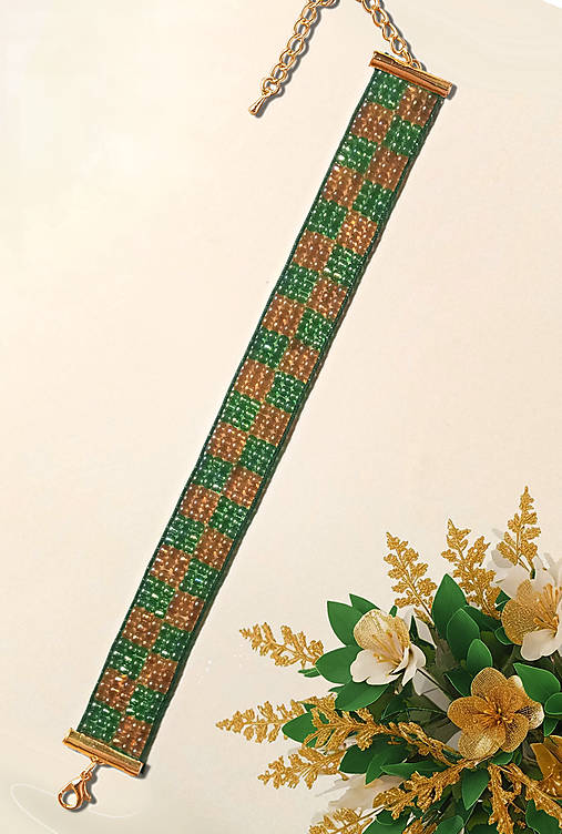 Náramky - Chameleon šachový - korálkový náramok  - 17136648_