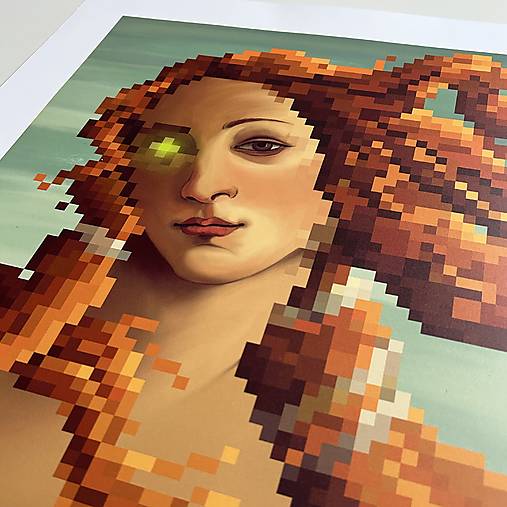 Grafika - Zrodenie Venuše pixelart - print 49x49 cm - 17138057_