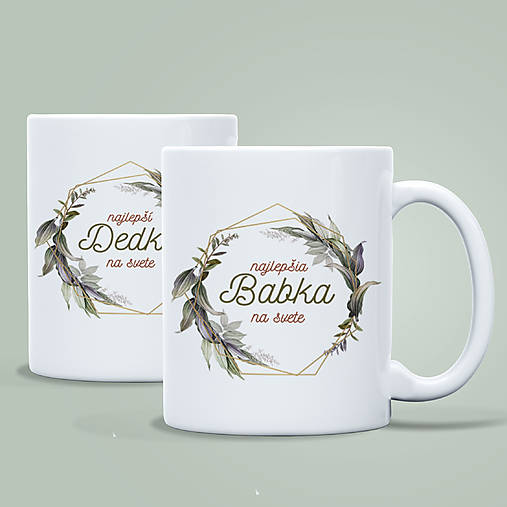 Nádoby - NAJLEPŠIA BABKA / DEDKO (STARKÁ / STARKÝ) double set keramických hrnčekov - 17139465_