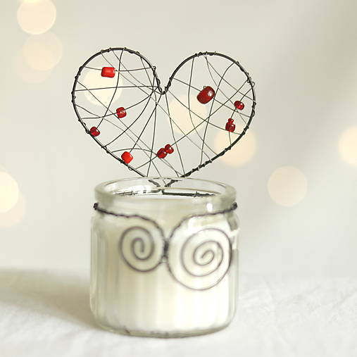 Sviečky - svietnik so srdiečkom - 17142766_