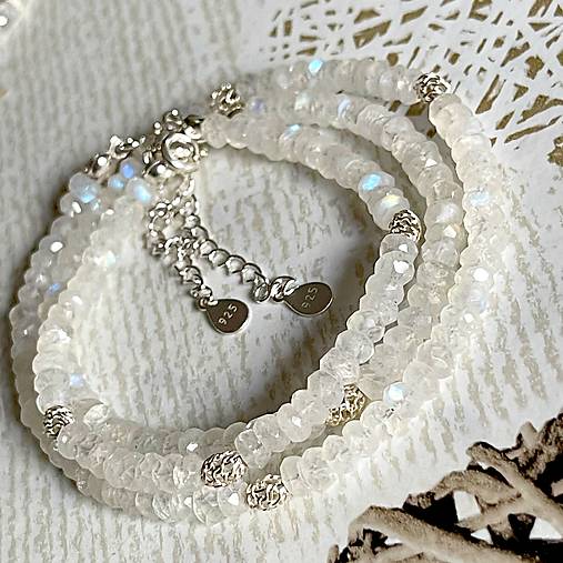 Luxury moonstone Bracelet AG925 / Náramok mesačný kameň brúsený E059