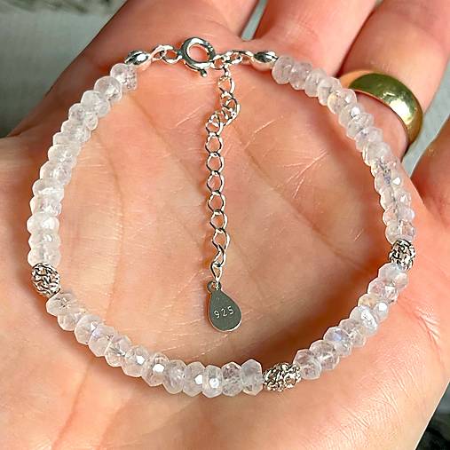 Luxury moonstone Bracelet AG925 / Náramok mesačný kameň brúsený E059