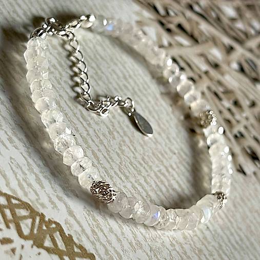 Luxury moonstone Bracelet AG925 / Náramok mesačný kameň brúsený E059