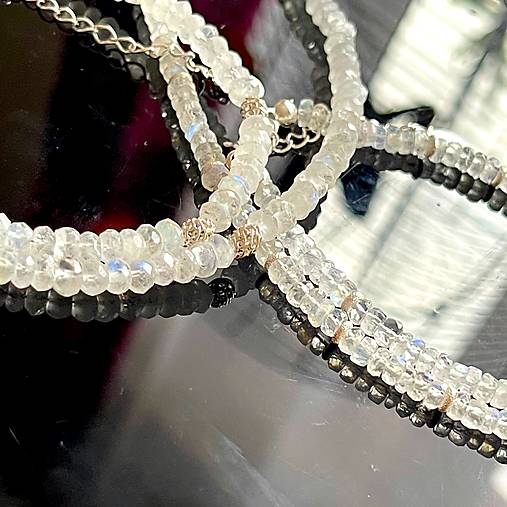 Luxury Moonstone Necklace AG925 / Náhrdelník mesačný kameň AG925, E059