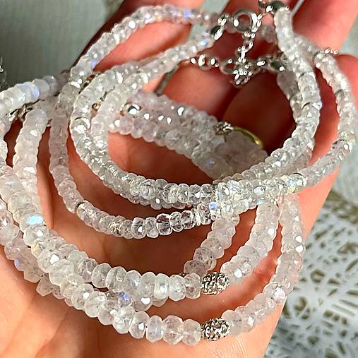 Luxury Moonstone Necklace AG925 / Náhrdelník mesačný kameň AG925, E059