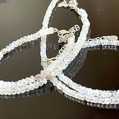 Luxury Moonstone Necklace AG925 / Náhrdelník mesačný kameň AG925, E059