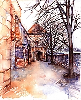 Grafika - Fine Art Print "Žigmundová brána na Bratislavskom hrade" - 17143161_
