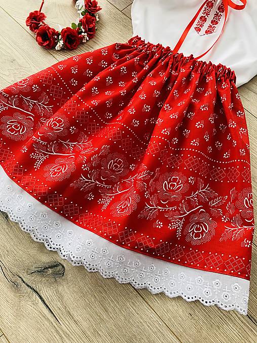 Detské oblečenie - Folklórna suknička červená s bondúrou - 17144632_