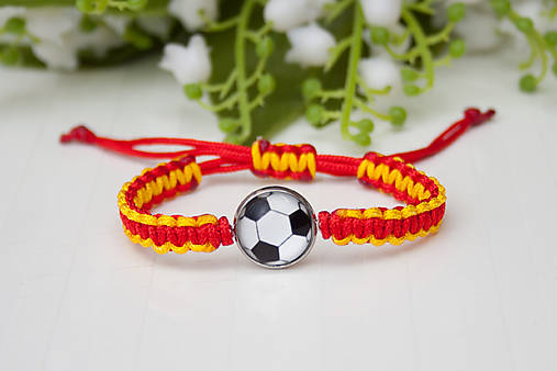 Detské doplnky - Šnúrkový náramok detský - Football červený/žltý - 17144269_