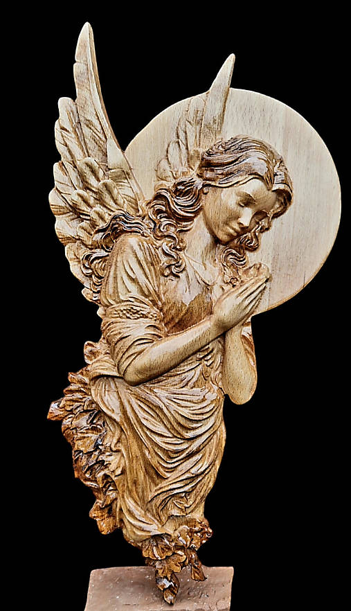 Dekorácie - 3D Cnc Drevorezba Anjel Dievča. - 17147018_