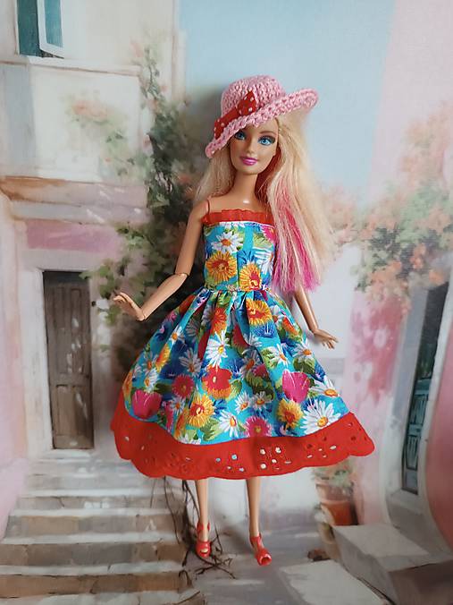 Hračky - Šaty s klobučikom pre Barbie  - 17148638_