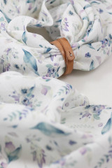 Šatky - Elegantná jemná dámska kvetinová ľanová šatka - 17147718_