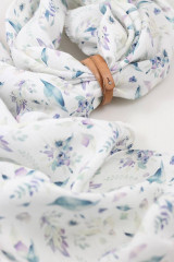 Šatky - Elegantná jemná dámska kvetinová ľanová šatka - 17147724_