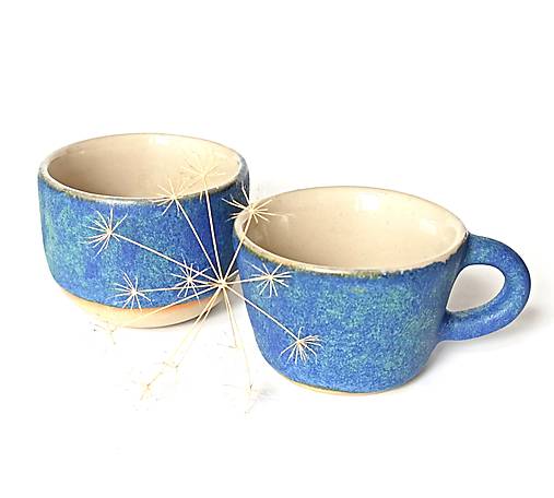 Nádoby - šáločky  na espresso - modré - 17148510_