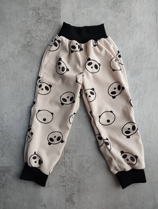 Detské oblečenie - Letné menčestrové nohavice panda - 17147815_