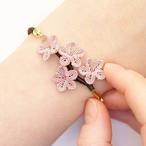 Ozdoby do vlasov - "Sakura" Makramé náramok I - 17151780_