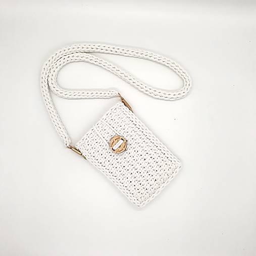 Kabelky - MINI kabelka na mobil (snehobiela p cca 110 cm) - 17150023_