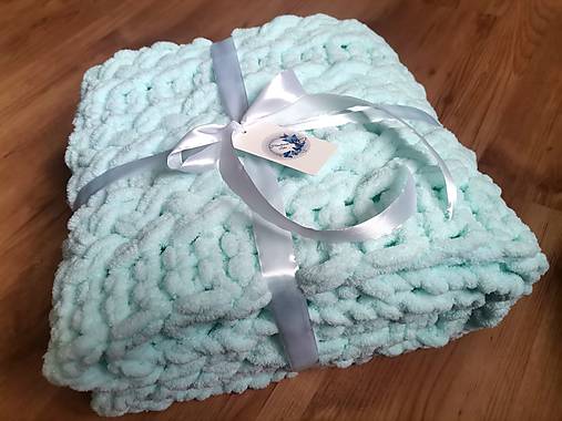 Úžitkový textil - Deka z Alize Puffy v baby mentol - 17150528_