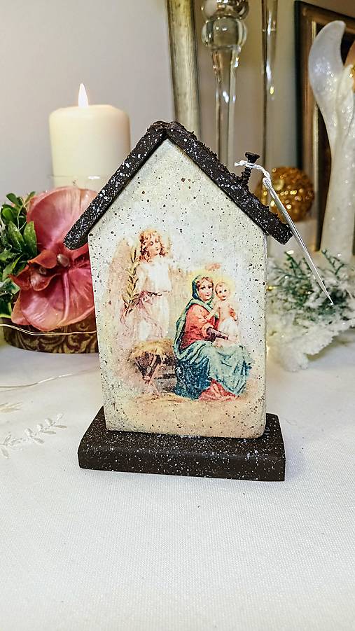 Dekorácie - "Ježíšk s Marií a anděl" - 17152884_