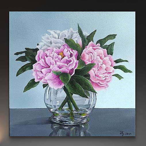 Obrazy - Pivónie 30x30cm - 17153890_